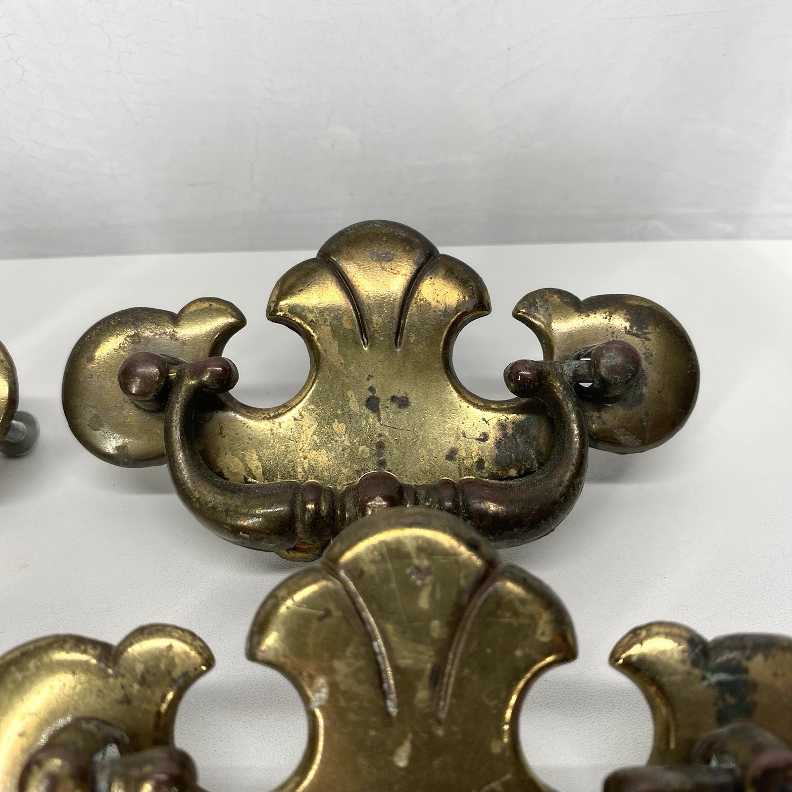 Vintage Gold Ornate Chippendale Batwing Drawer Handles Set Of 6 Reclaimed