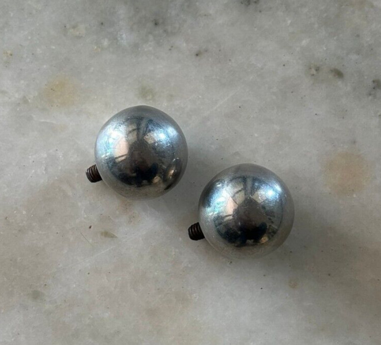 Vintage Stainless Steel Round Cabinet Drawer Ornate Knob Pull Handle 2pcs