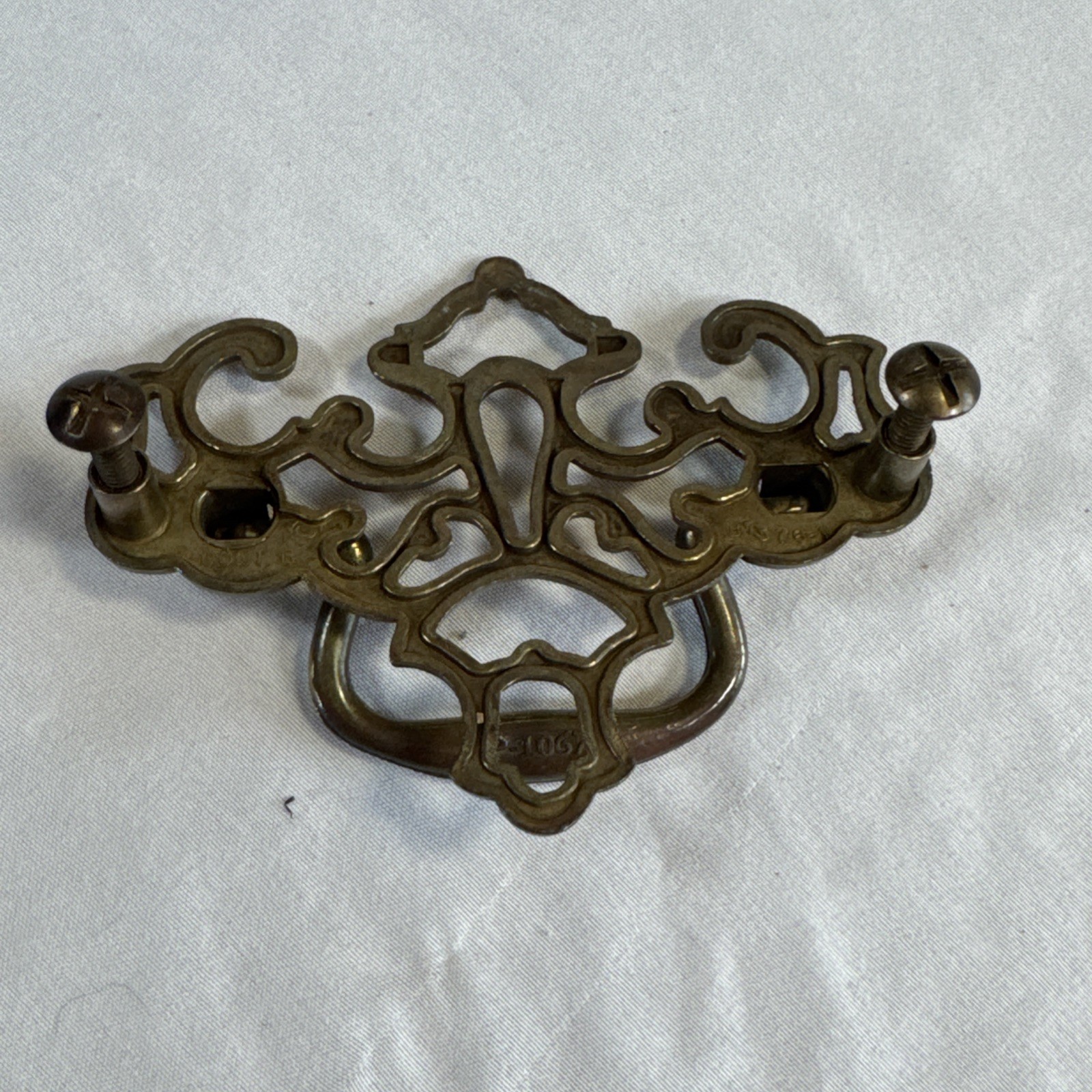 Lot of 12 Vintage Chippendale Style Drawer Drop Bail Pull Handle Brass Cont. B