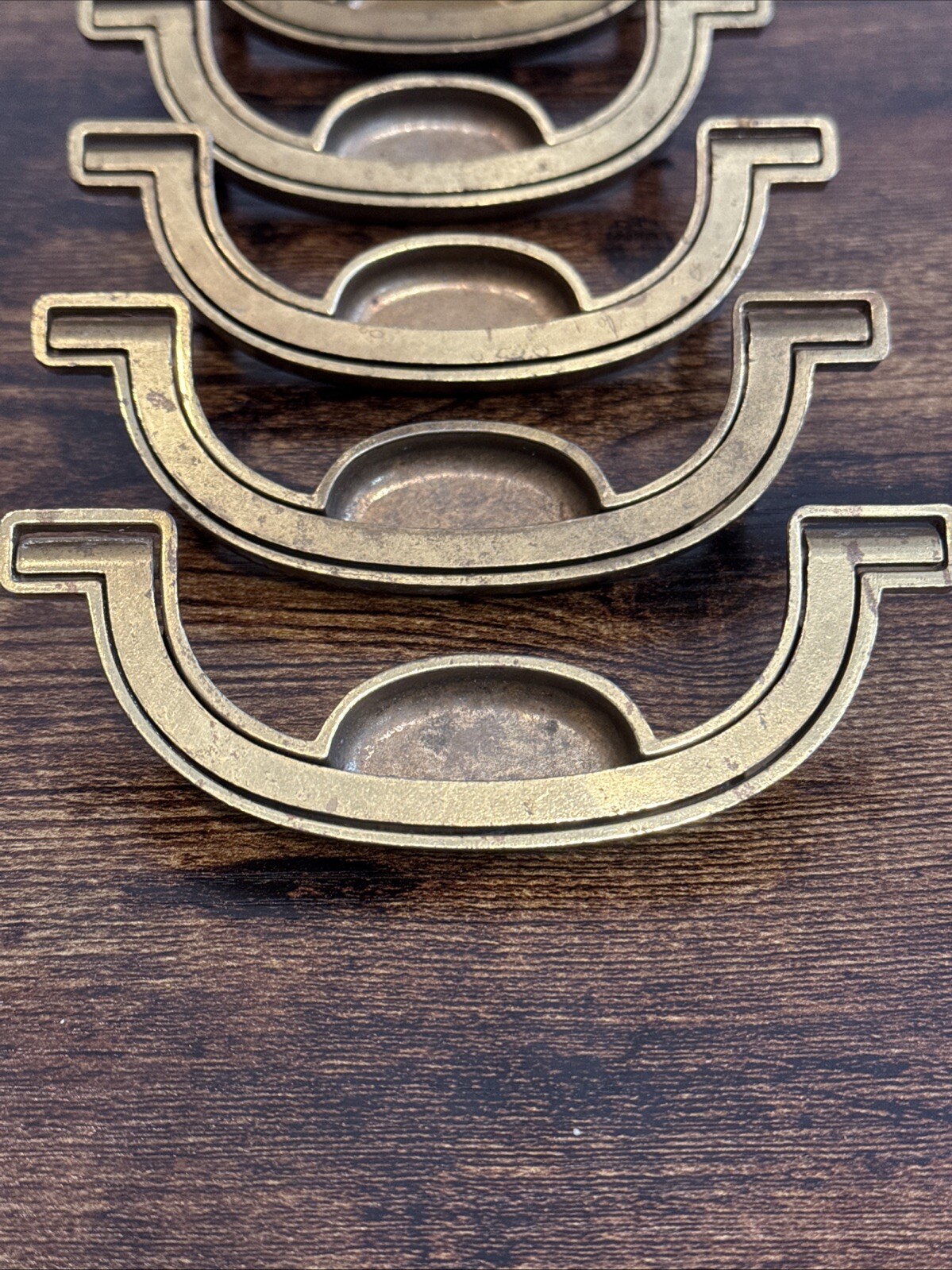 DREXEL ACCOLADE Brass Drawer Bail Pulls 6 Handles Campaign KBC N7231 – 3.5” CC