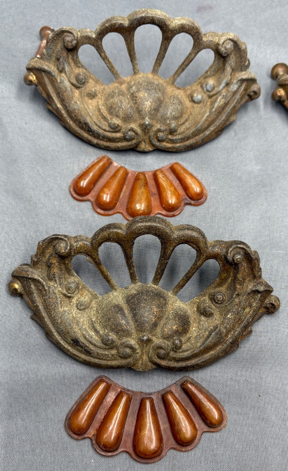 6 Vintage Art Deco Tortoiseshell Bakelite Drawer Pulls 4″ Handle Waterfall style