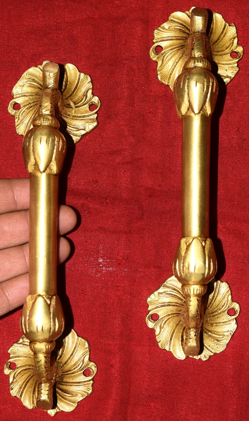 Brass Garden Door Pull Set 9” Inches Flower Shape Handle Restaurant Gate EK512