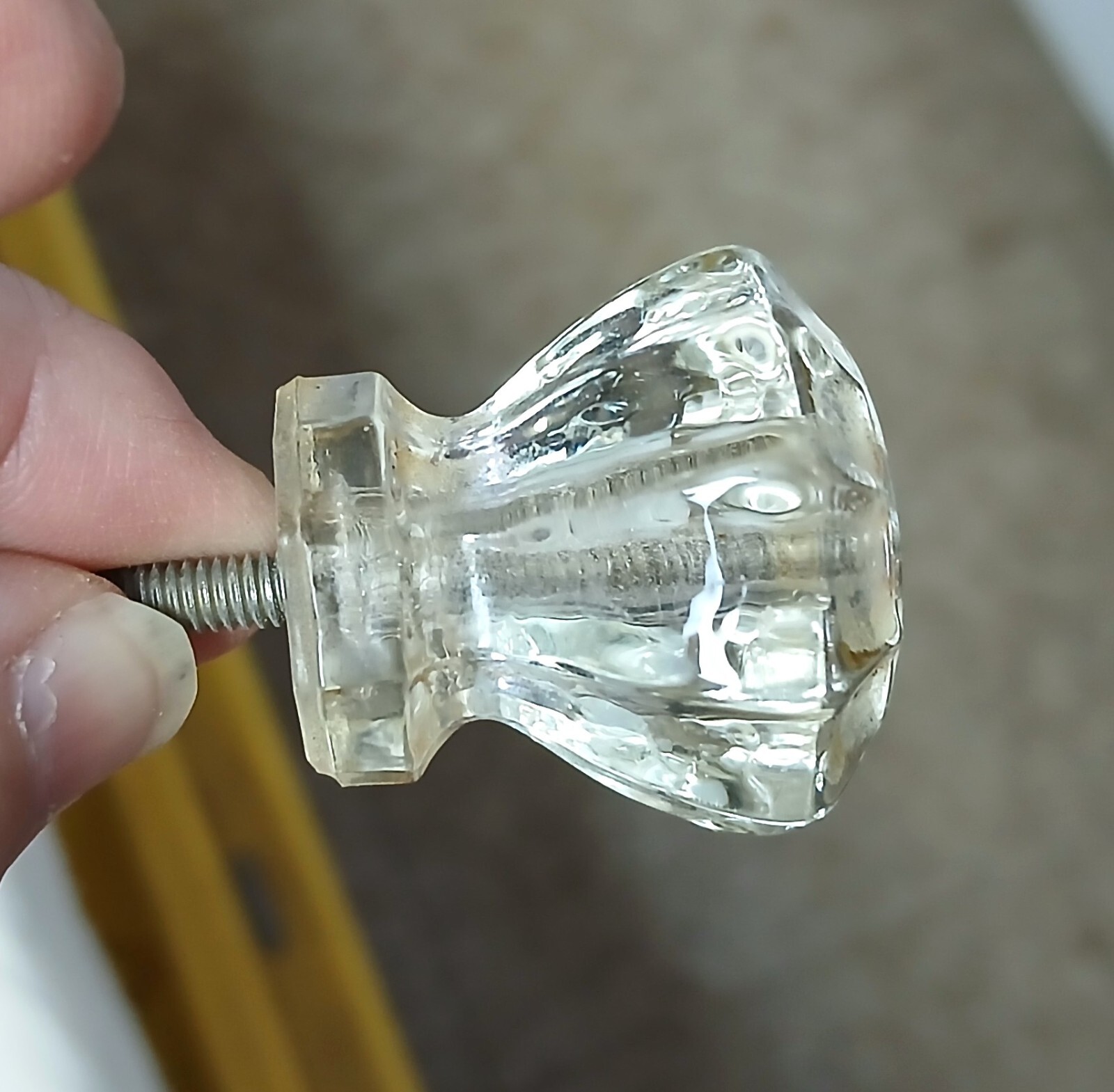Set of 7 Antique Glass Drawer Knobs 1920s Era