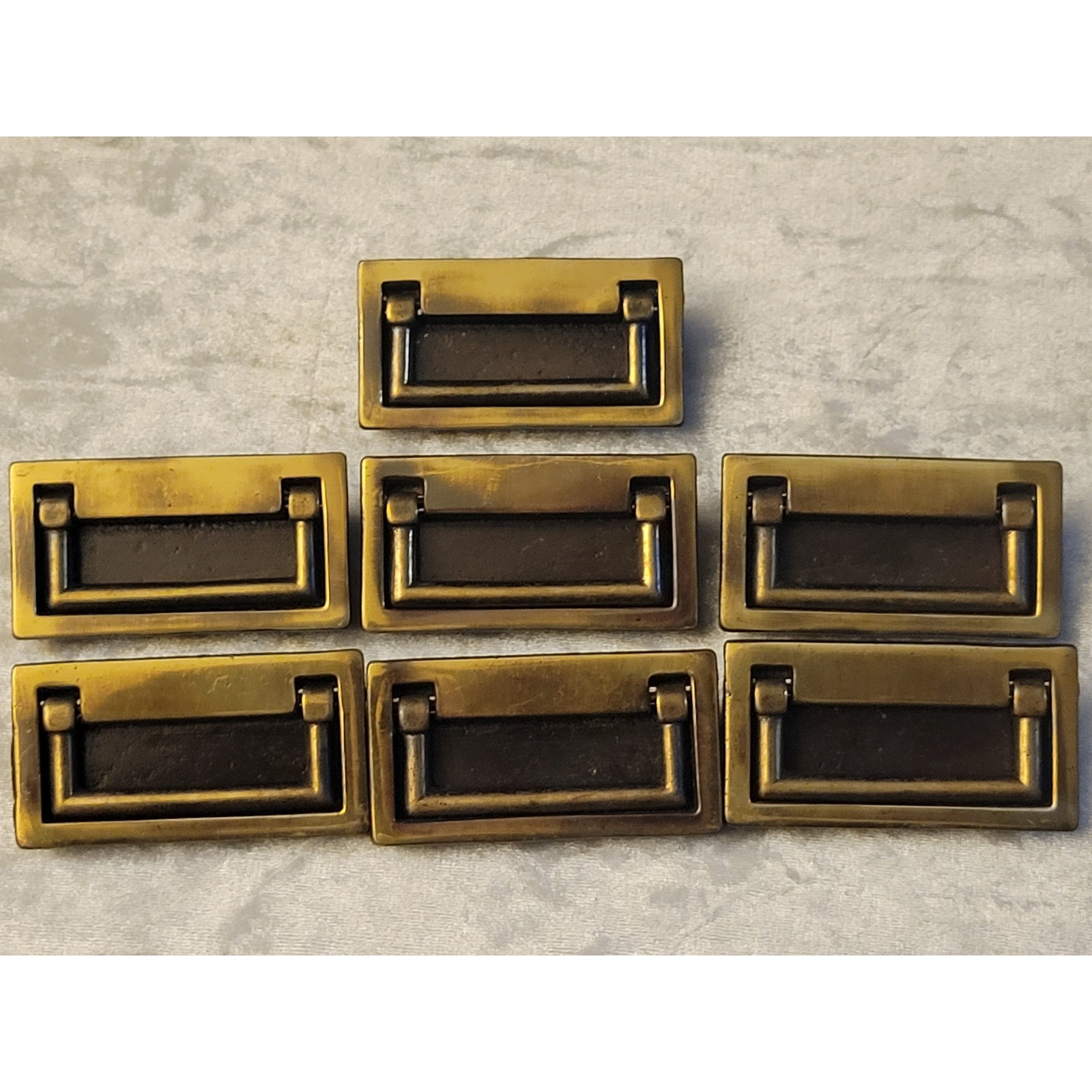 CHC E1022 vtg Flush Mt Drop Bail Drawer Pull Brass recessed Chautauqua hardware