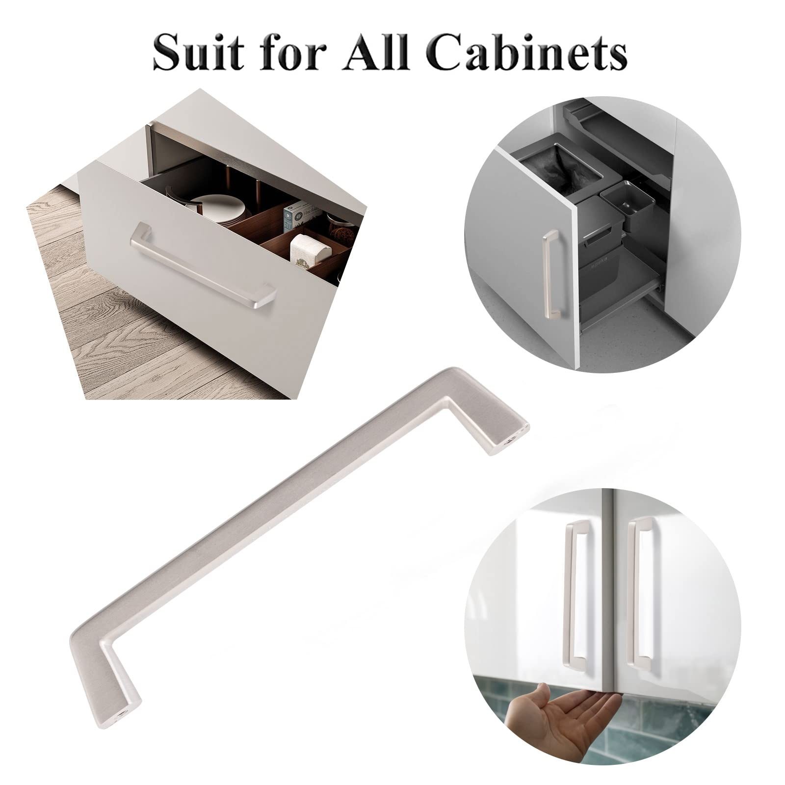 6-Inch Nickel Brushed Cabinet Handles Satin Nickel Drawer Knob Metal Pull Rod…