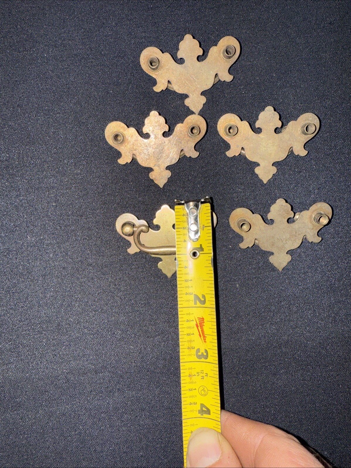 Lot Of 5 Antique/Vintage Brass Chippendale Bat Wing Drawer Pulls 2 X 1 1/2 Inch