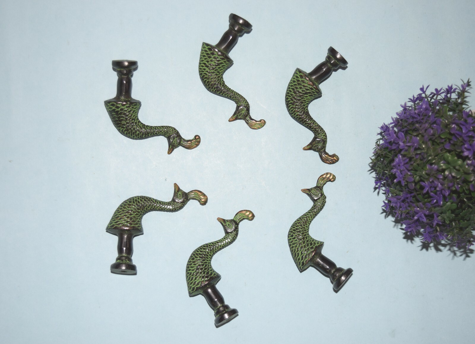 Brass Turkey Bird Cabinet Pull Designer Peacock Head Door Knobs Accessory EK985