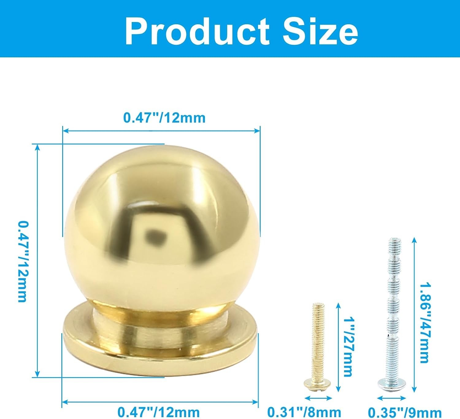 4 Pack Mini Round Brass Knobs – Polished Gold 1/2 Inch Drawer Pulls