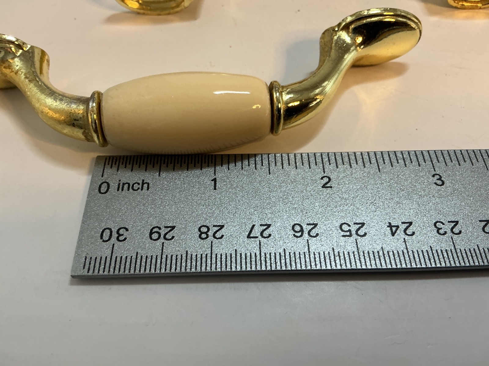Vintage Door Drawer pulls Beige with gold tone lot of 5 Used