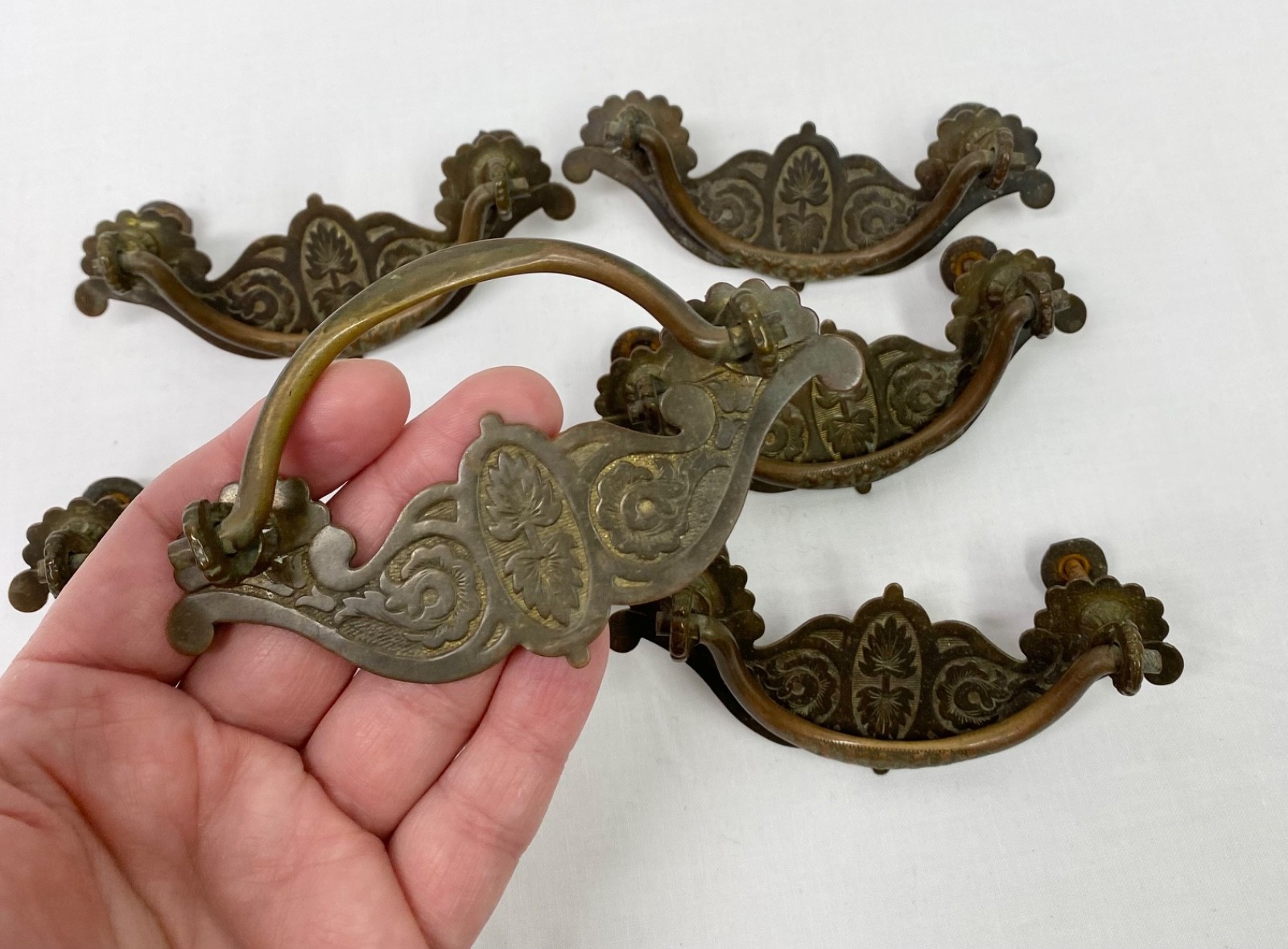 6 Antique Drop Bail Pull Drawer Cabinet Handle Ornate Eastlake Hardware