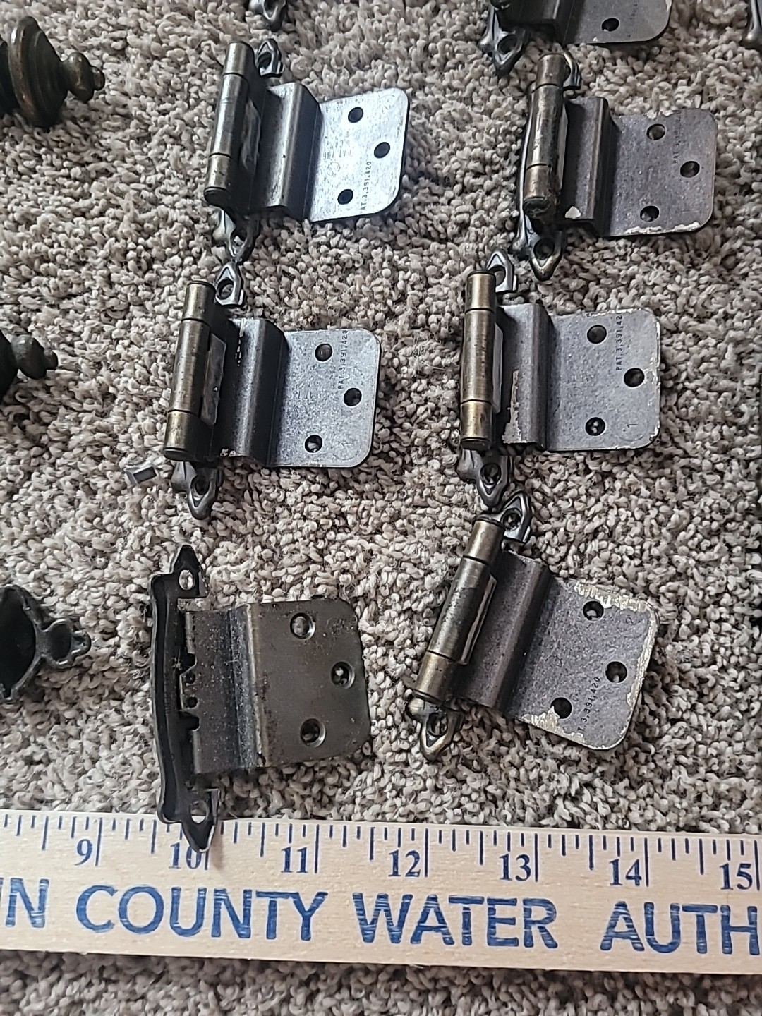 Vintage Gothic Lot 5 Bronze Tone 8.25” Cabinet Pulls Handles Holes 3.5” Hinges