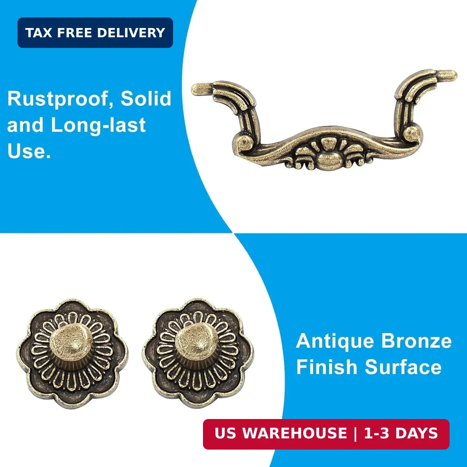 Murtenze 6PCS Antique Bronze Drop Drawer Pulls, Vintage Drop Bail Pulls Handles