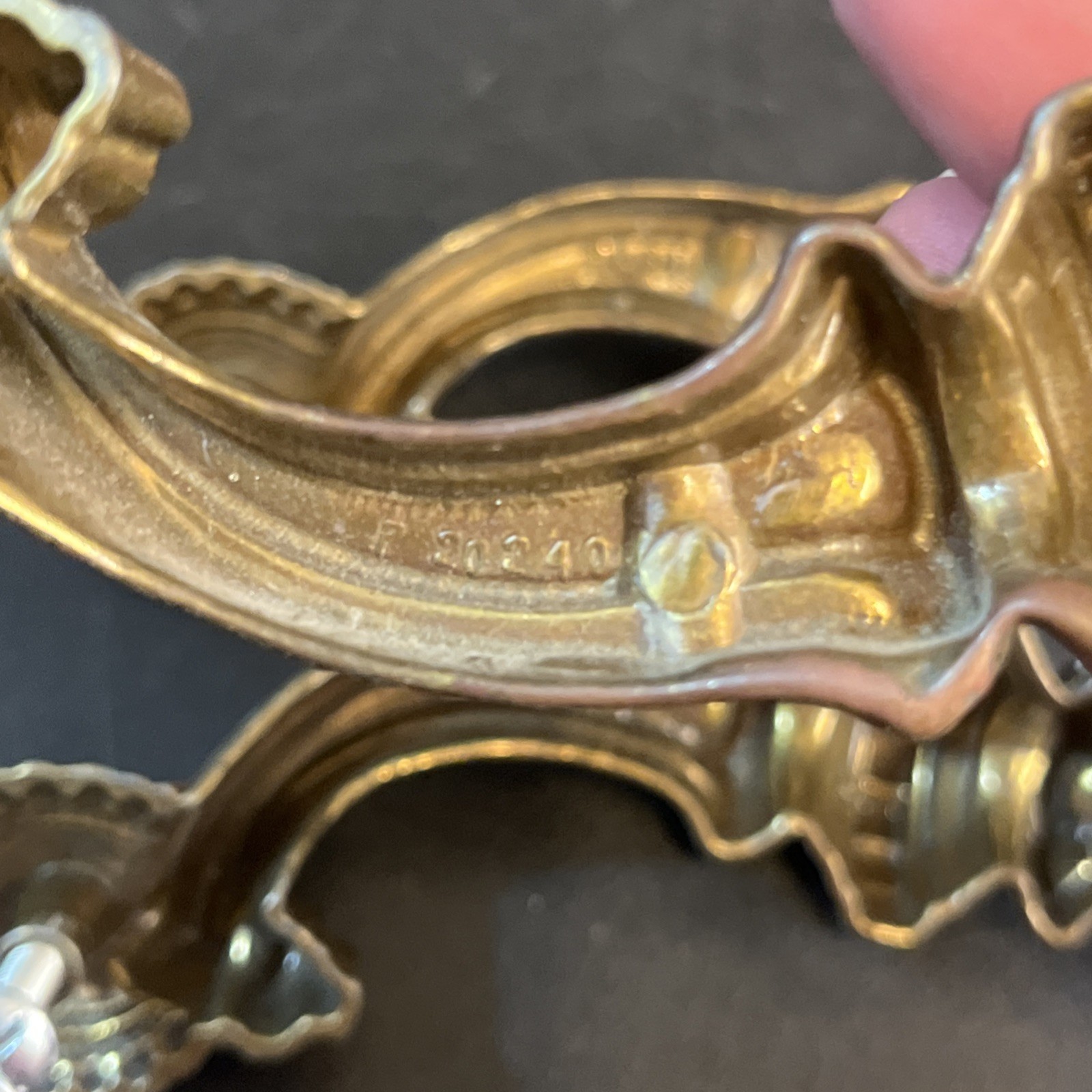 5 Vtg Ornate Solid Brass Drop Bail Pull Dresser Handles Set Hollywood Regency