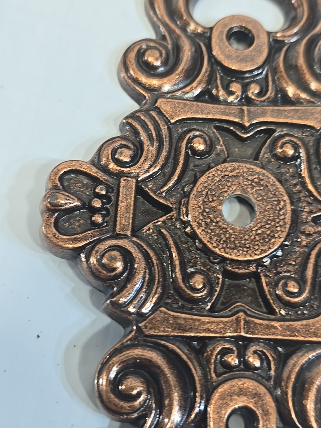 1970s Hyer Ornate Brass Cabinet Door Plate Large Hollywood Regency Vintage MCM