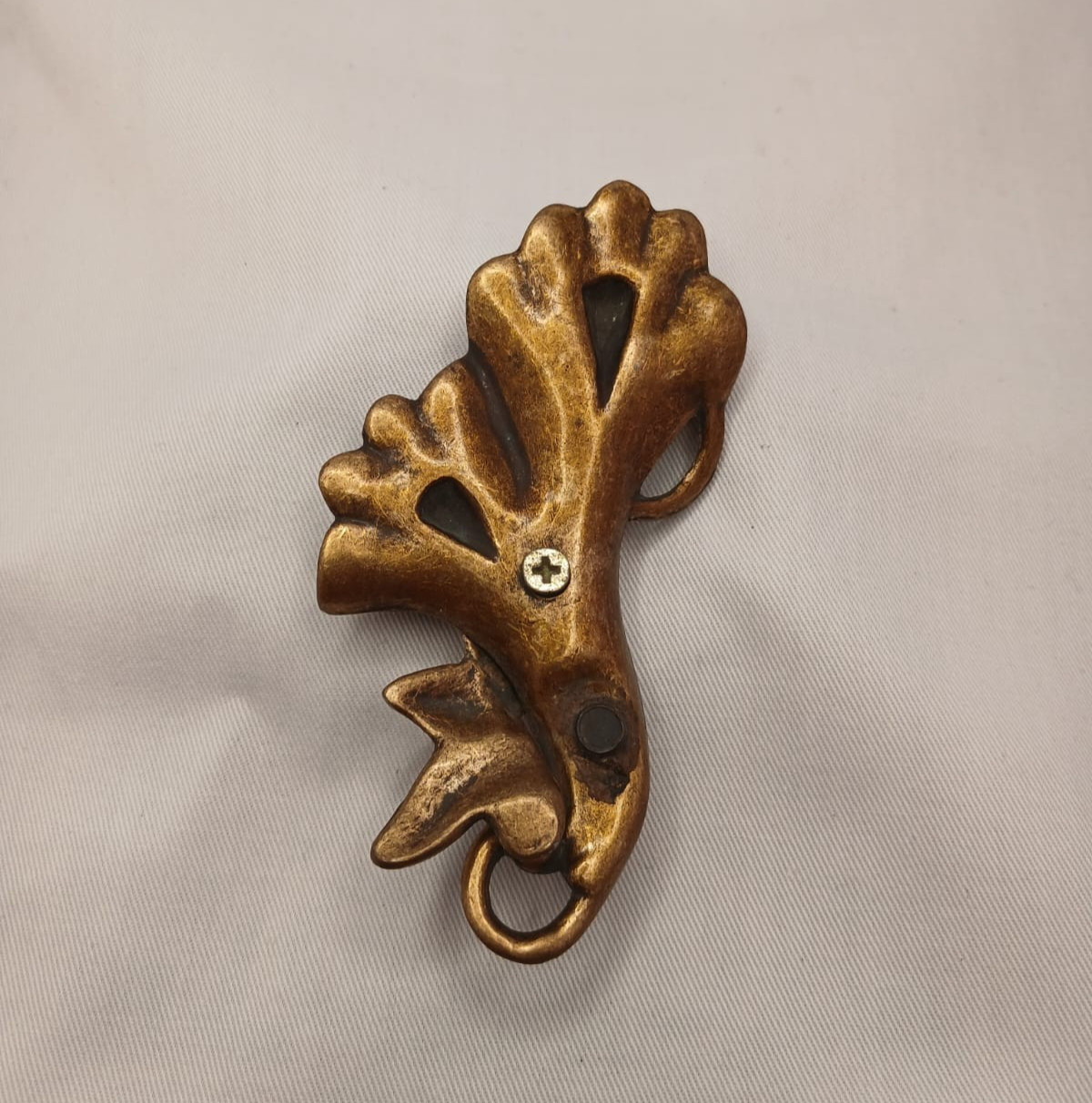 Vintage Art Nouveau Brass Drawer Pull Knob Antique Flower Floral Handle 107g
