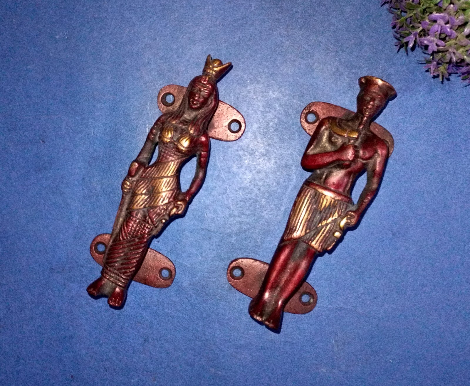Tribal Man and Woman Door Grip Roman Empires Brass Egypt Door Handles Pair HK560