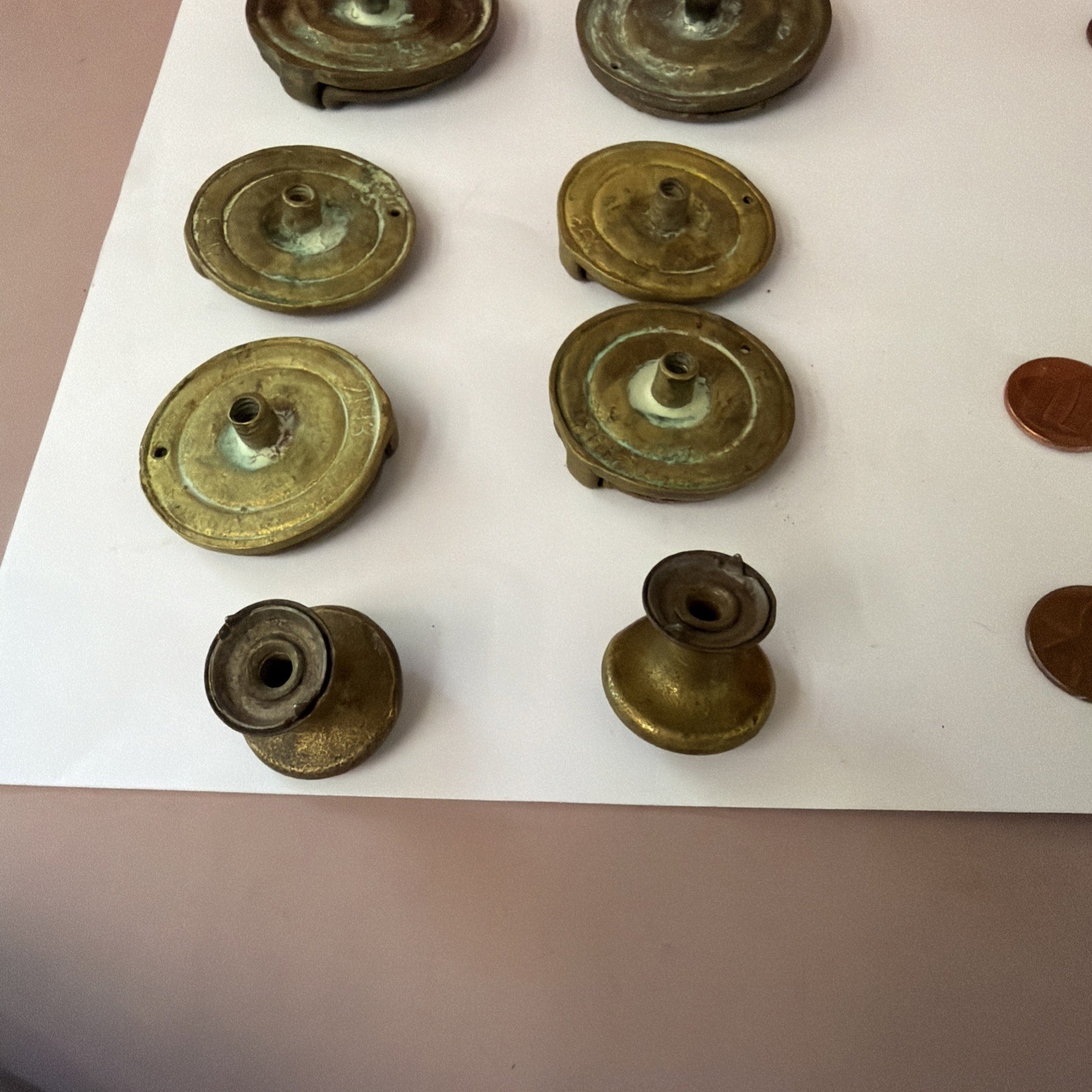 Vintage Brass Floral Ring Drop Cabinet Drawer Pull Furniture Replacement 8 Pcs
