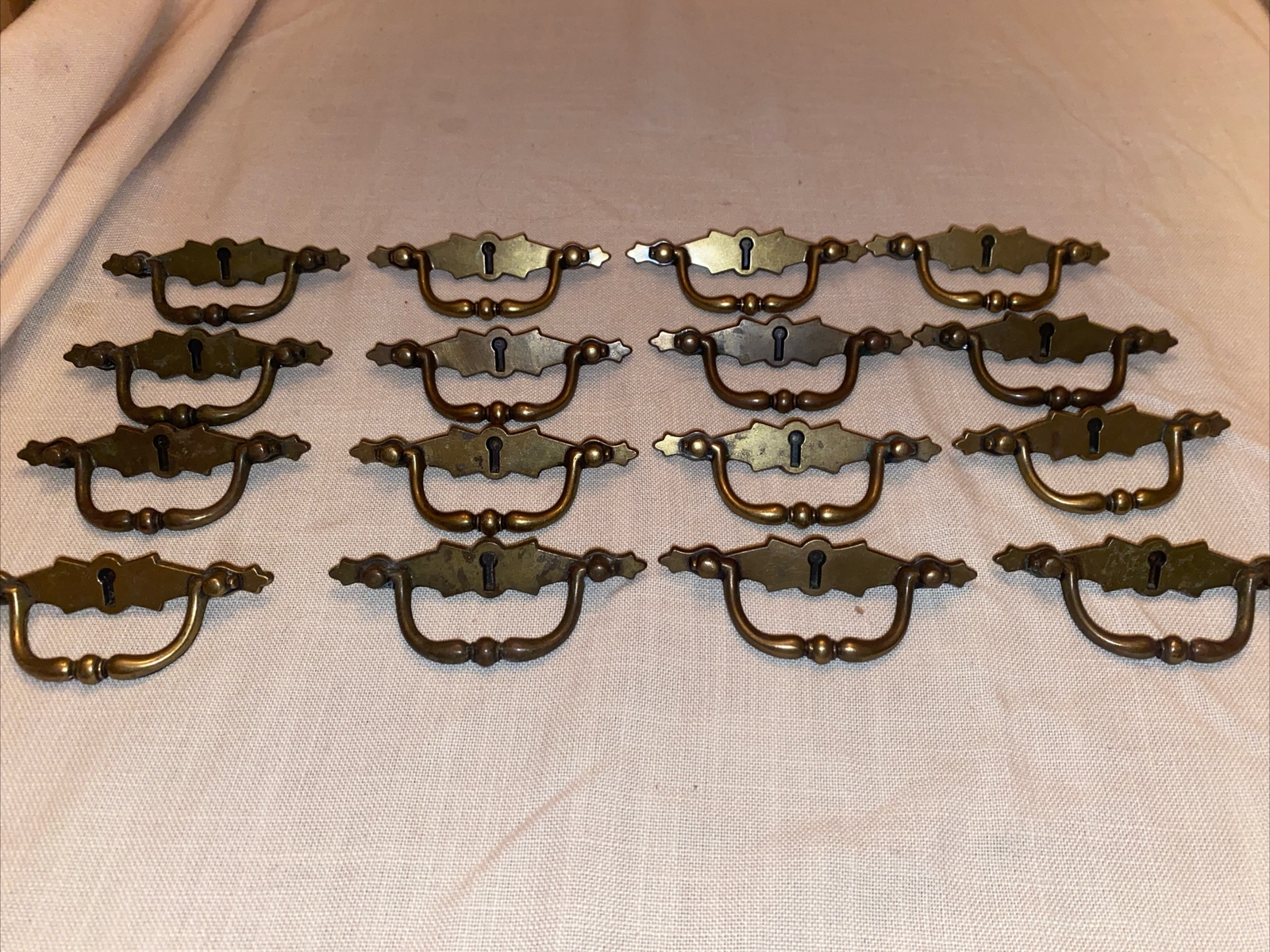 Amerock 314 Vintage Dark Brass Handle Faux Keyhole Drawer Pulls (15) 3” Center