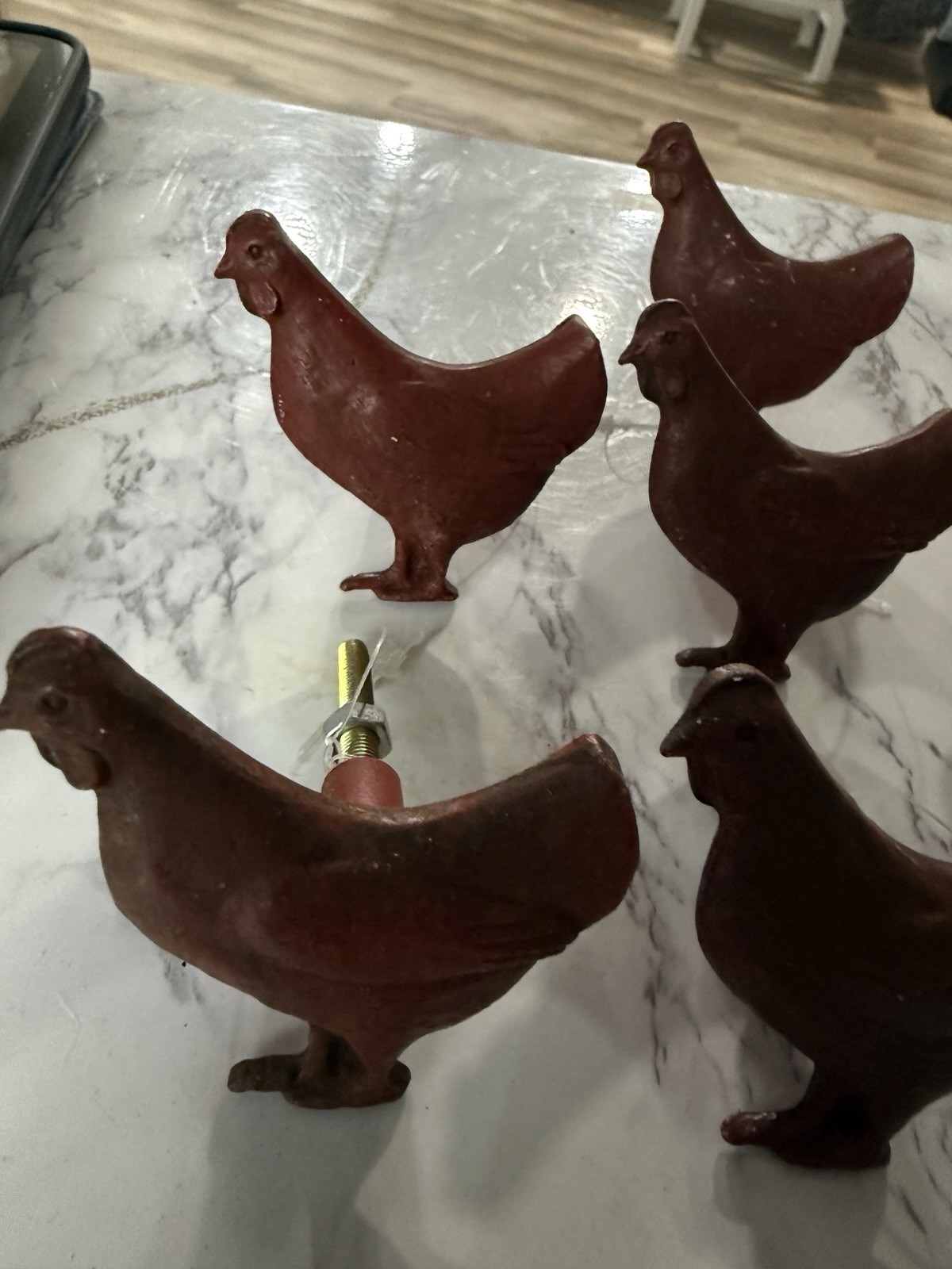 10 Rustic Metal Cast Iron Drawer Pulls Handles Red Rooster Cabinets Knob Chicken