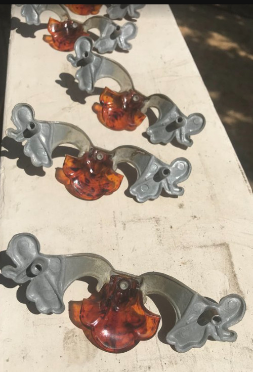 Six Vintage Art Deco Drawer Pulls Handles Knobs Bakelite Celluloid With Screws