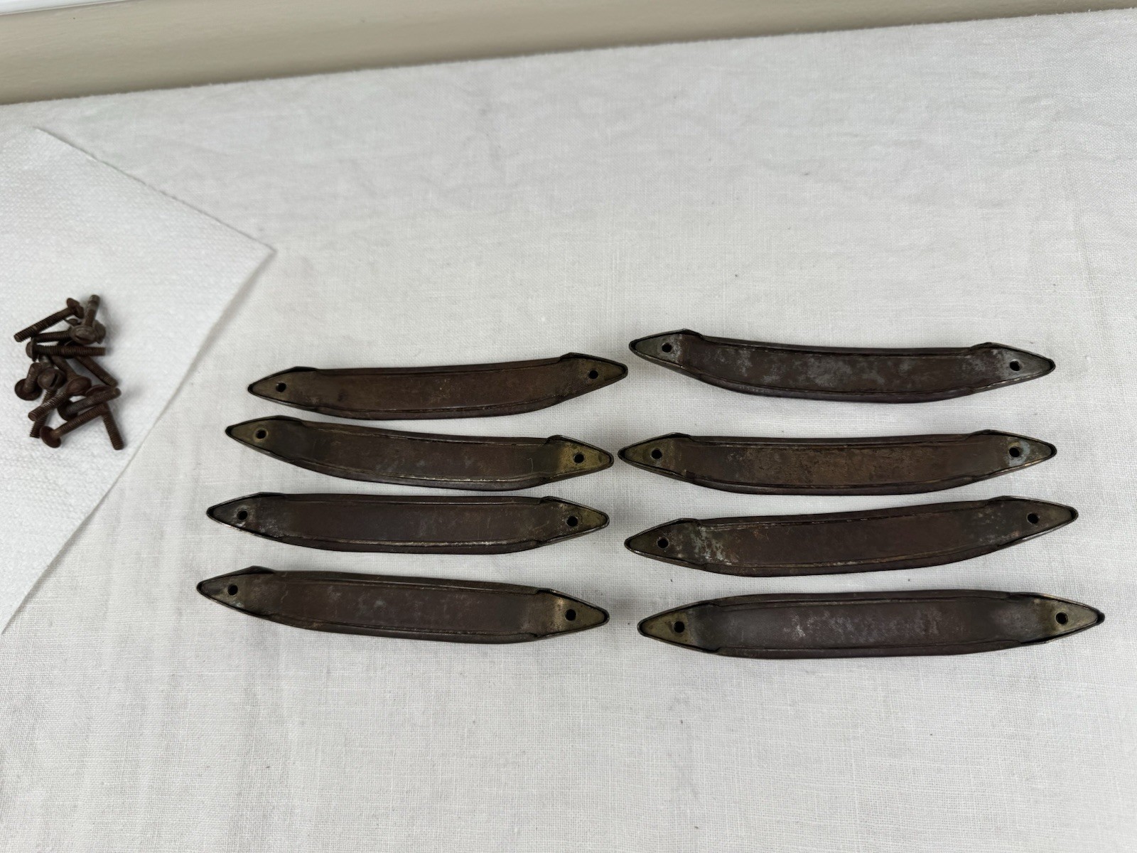 Lot of 8 Vintage Art Deco Waterfall Drawer Pulls Metal and Plastic Replacement