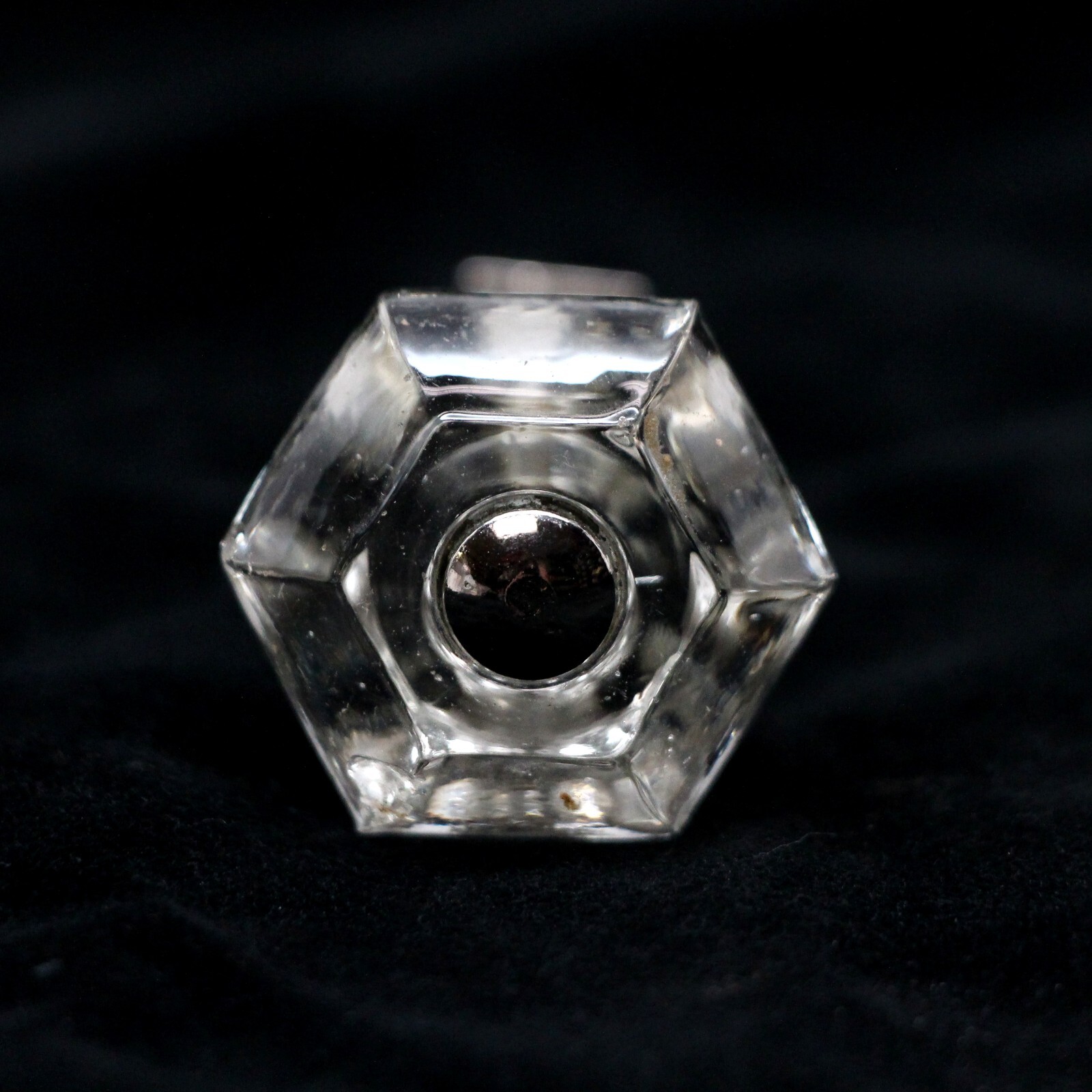 Vintage Hexagon Shaped Clear Glass 1.25 in. Cabinet Drawer Knob