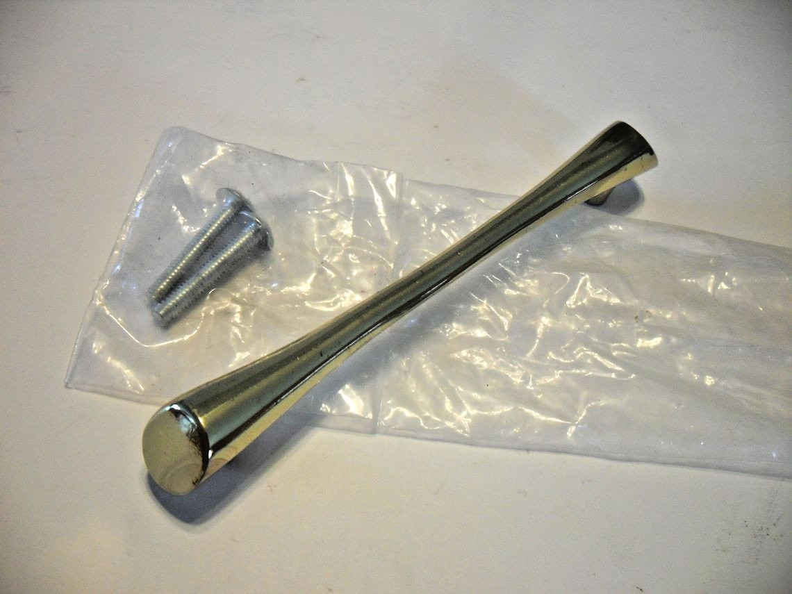 Vintage Nos Polished Brass Drawer Bar Pull Beveled Ends Cabinet Door Handle Ajax