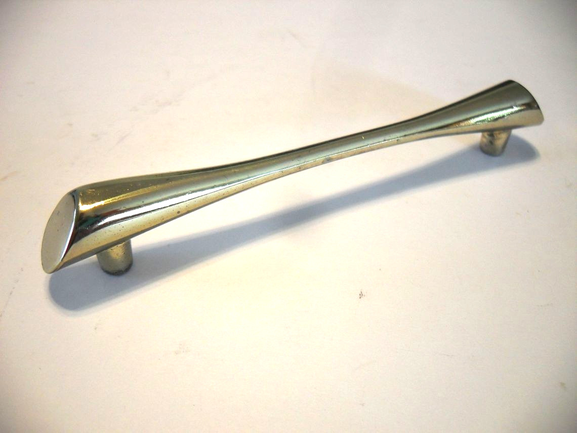 Vintage Nos Polished Brass Drawer Bar Pull Beveled Ends Cabinet Door Handle Ajax