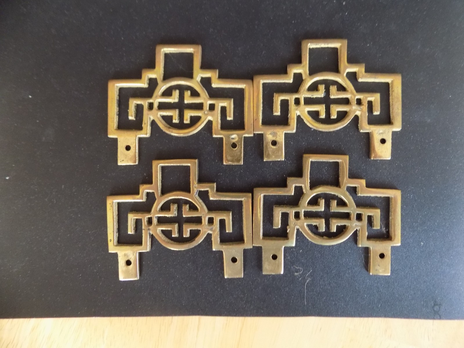 Vintage Set of 4 Brass Furniture Decorations With Brass Screws