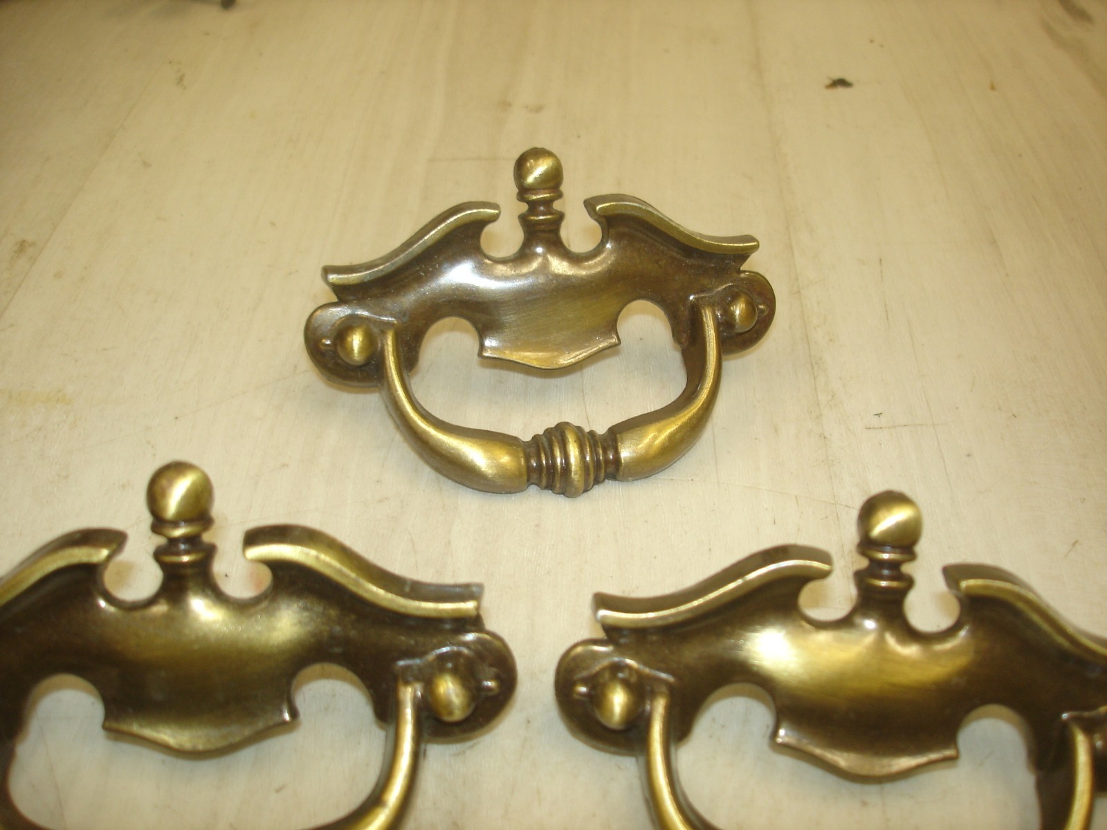 7 Vintage National Lock Brass 3″ Center Dresser Drawer Pulls FO-3741-001