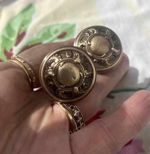 Antique French drawer pull Heavy brass A++ Door Dresser round 1⅓” Victorian Gold