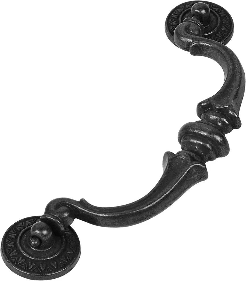 6 Pack Drawer Pulls Handles 5.5″ Hole Center Vintage Antique Black Kitchen