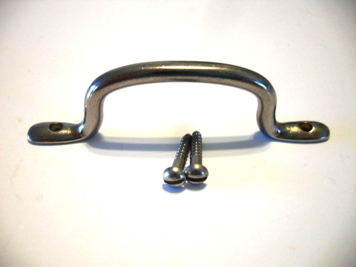 Vintage Nos Small Nickel Bread Board / Drawer Finger Pull Cabinet Door Handle