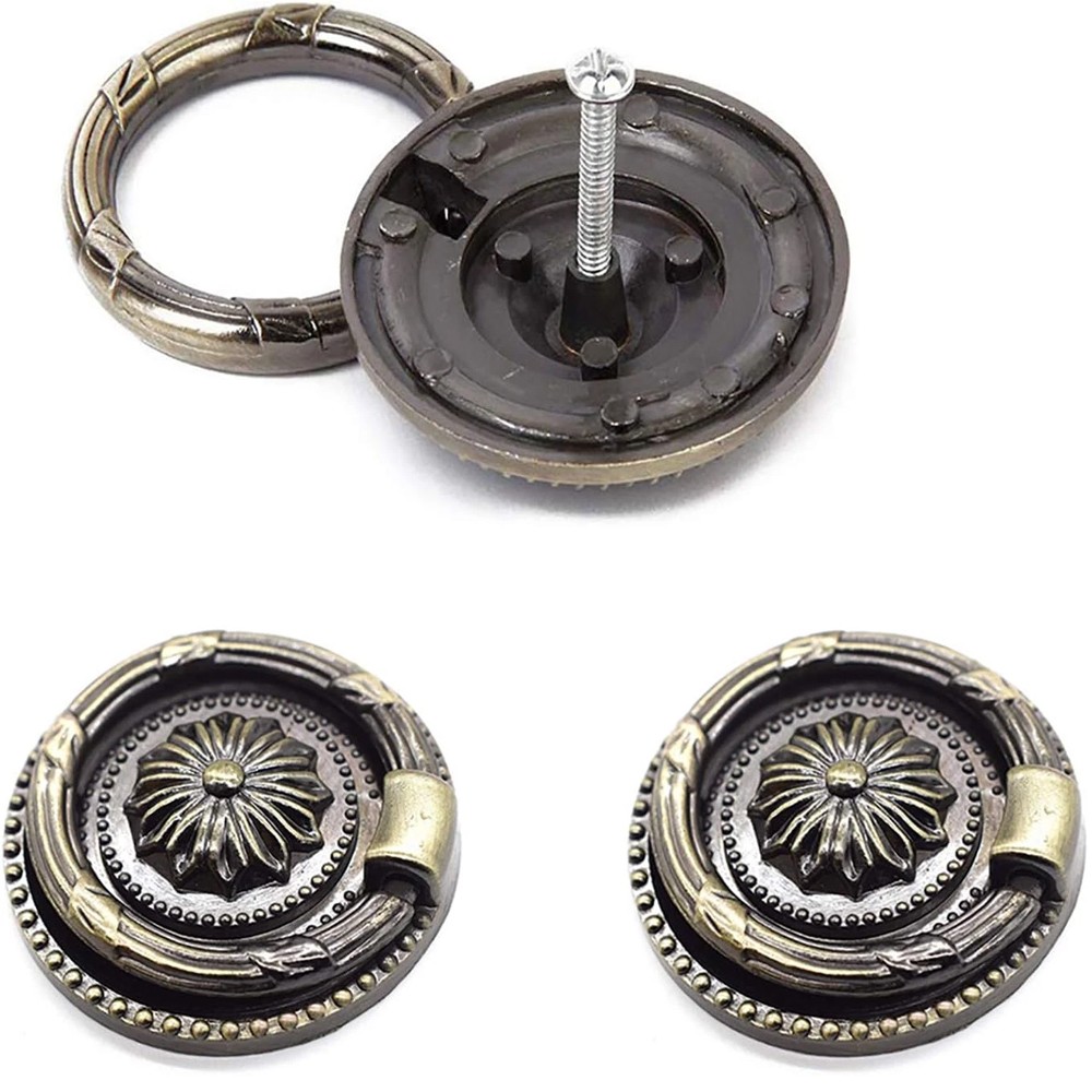 6 Pack Antique Drawer Pulls Bronze Round Dresser Knob Vintage Cabinet Handles