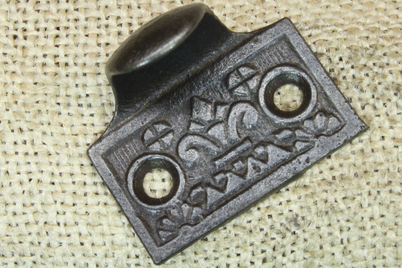 Old Window Sash Lift Pull Restored Iron Eastlake Fleur-de-lis Geometric Pattern
