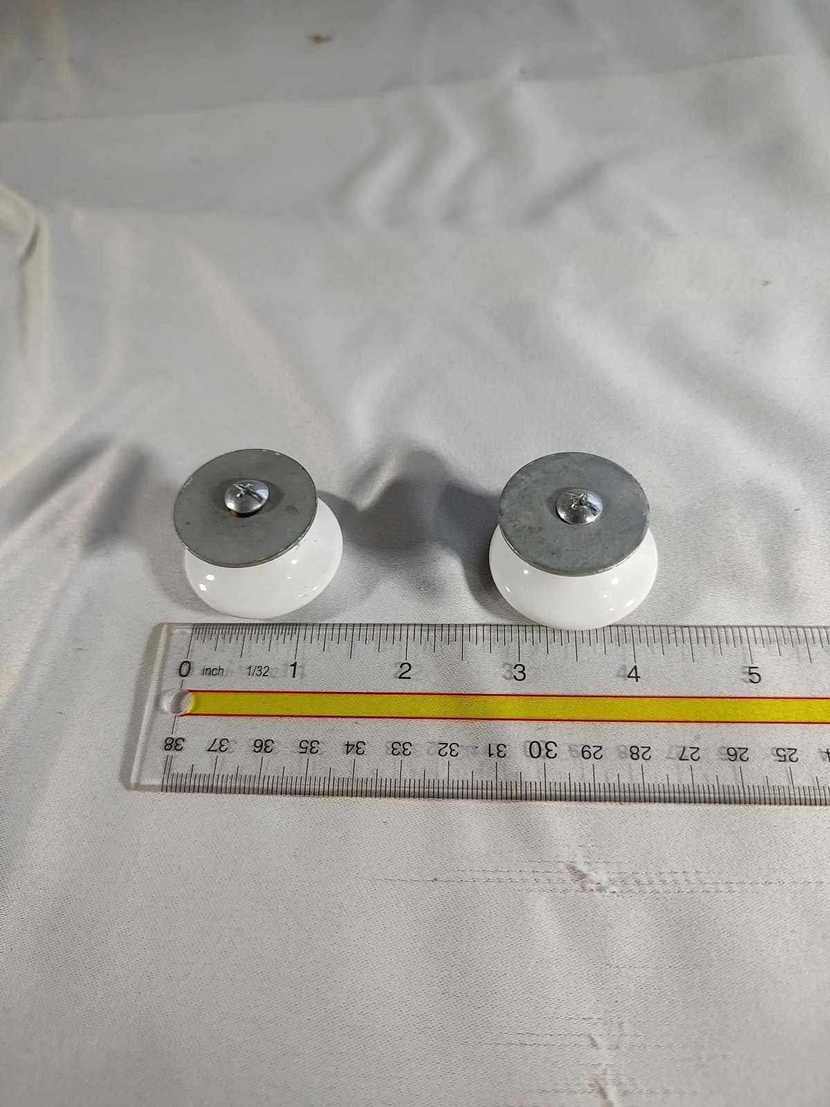 2 Drawer Pull’s White Ceramic with Blue Corn Flower Pattern