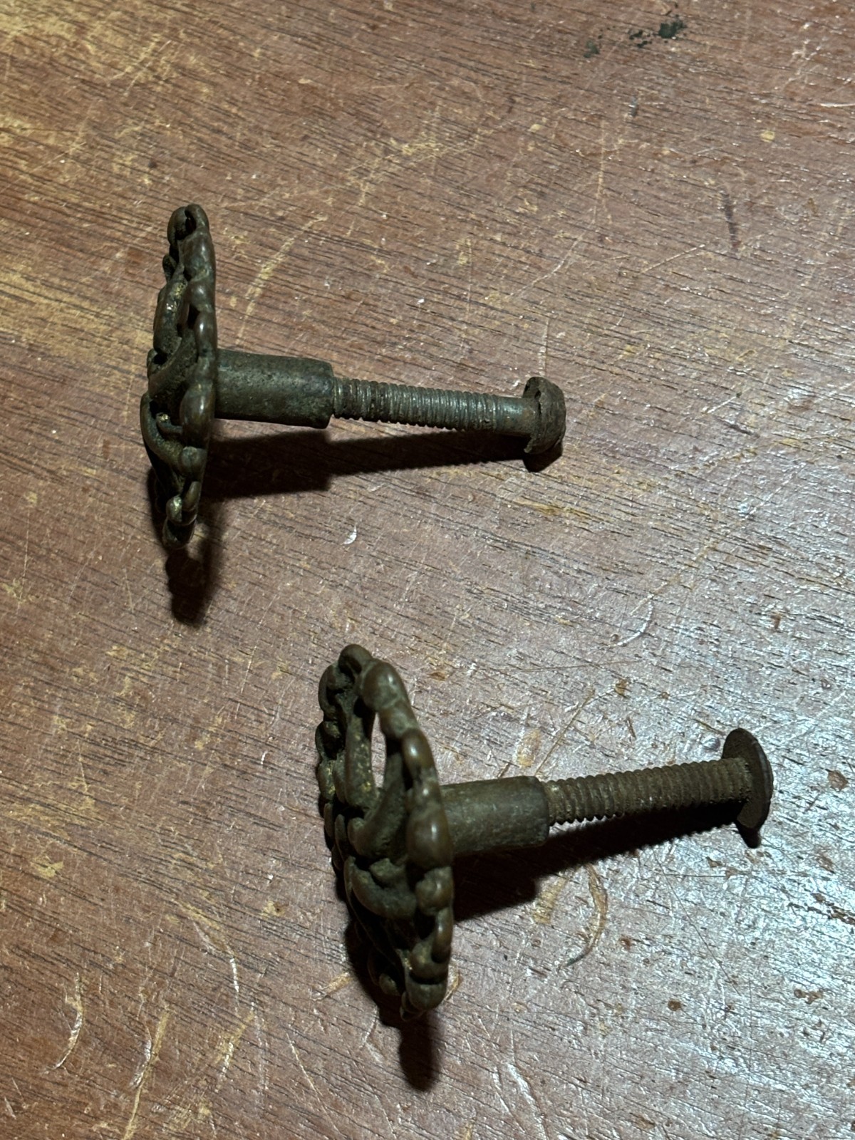Pair Of Vintage Antique Ornate Round Cabinet Knob Drawer Pulls 1 1/2 Inch