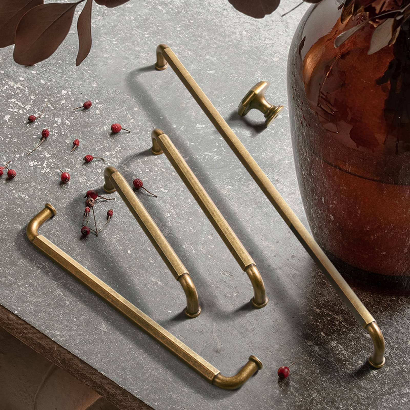 Goo-Ki 6 Pack 5 Inch 128Mm Hole Center Cabinet Pulls Antique Brass Zinc Alloy