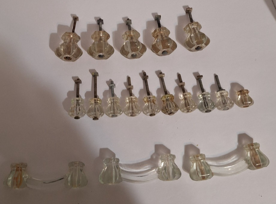 18 Assorted Glass Cabinet Knobs Drawer Pulls Antique Architectural Salvage