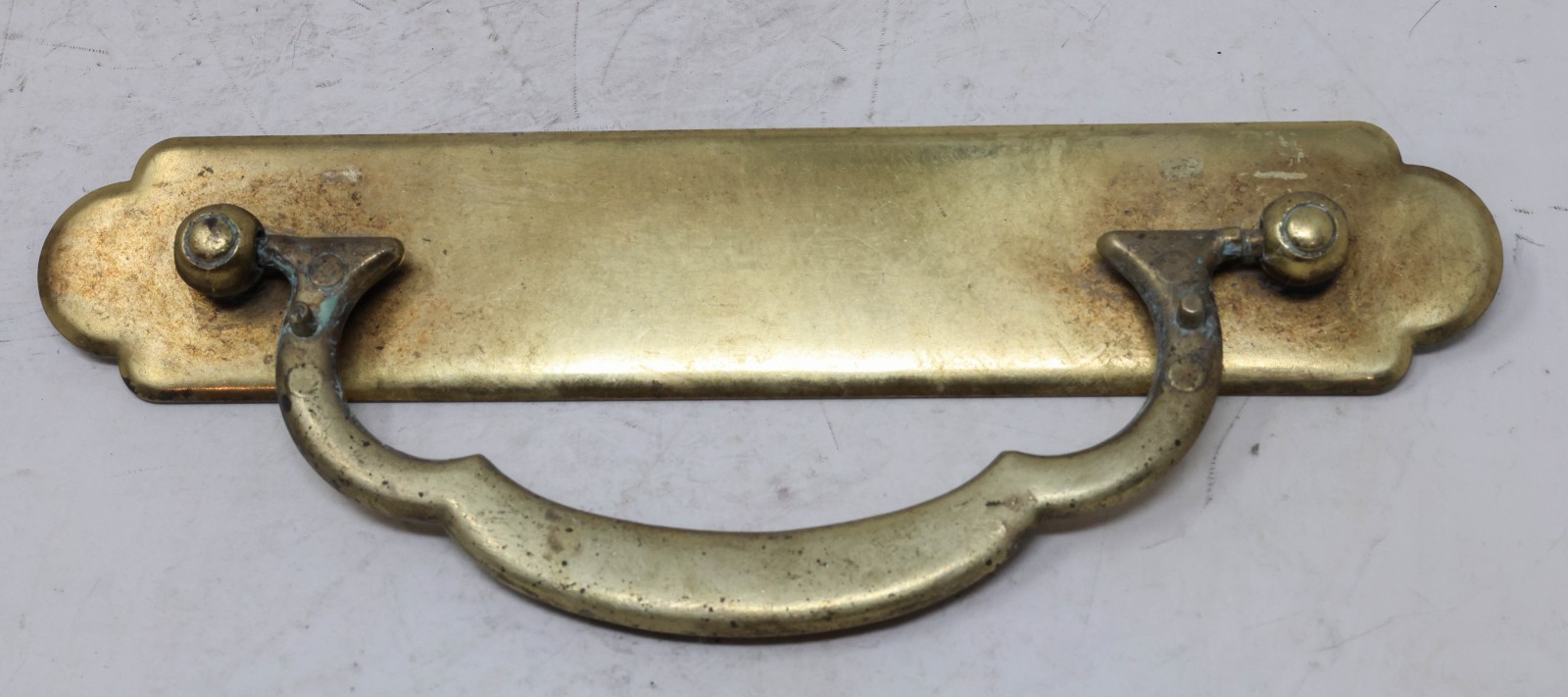Vintage Large Brass Drawer Pull Handle 8″ Wide x 1.5″ Tall 5.75″ CTC