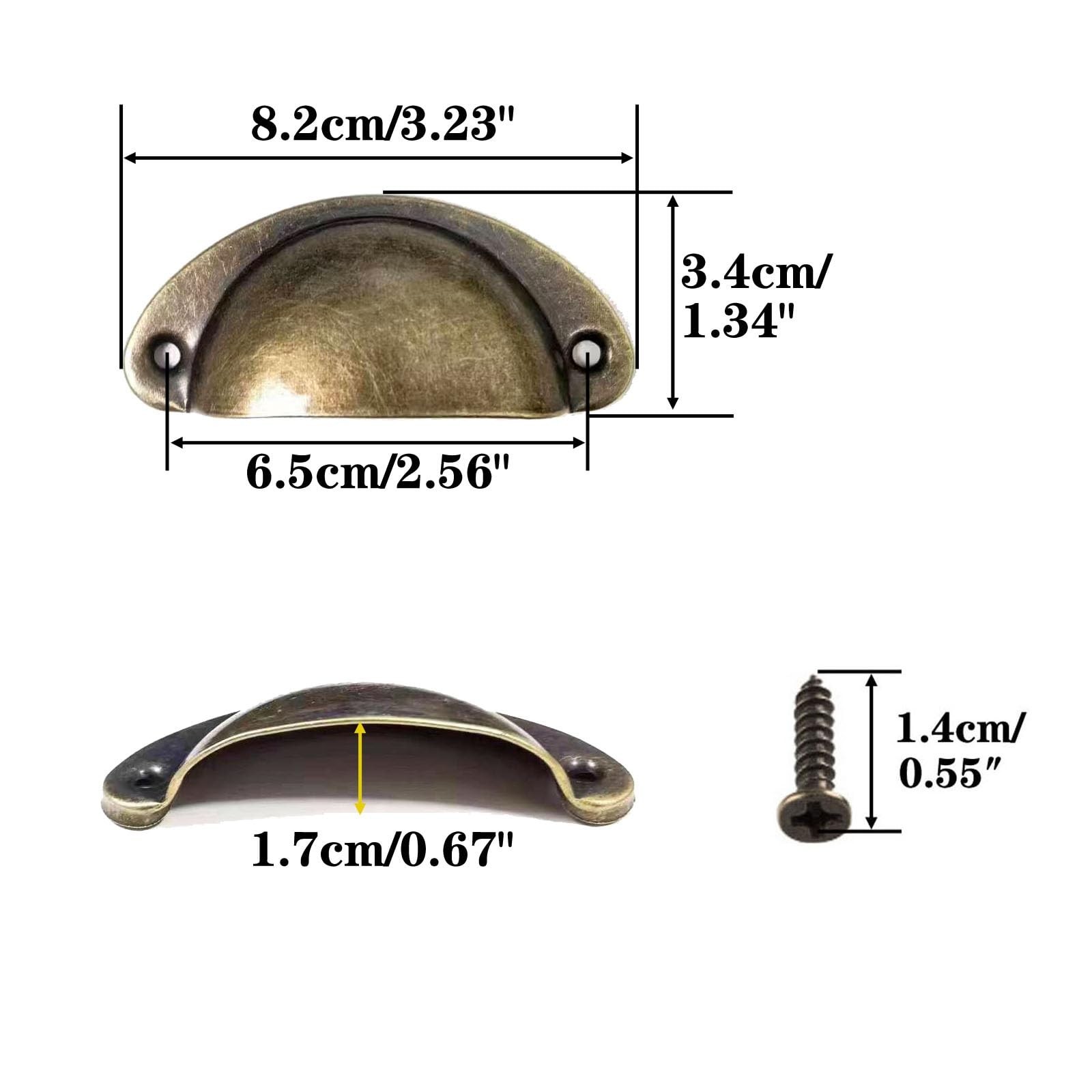 Cabinet Cup Pulls Bronze, 3 inch (82mm) Antique Kitchen Cabinet Handles, 12 P…