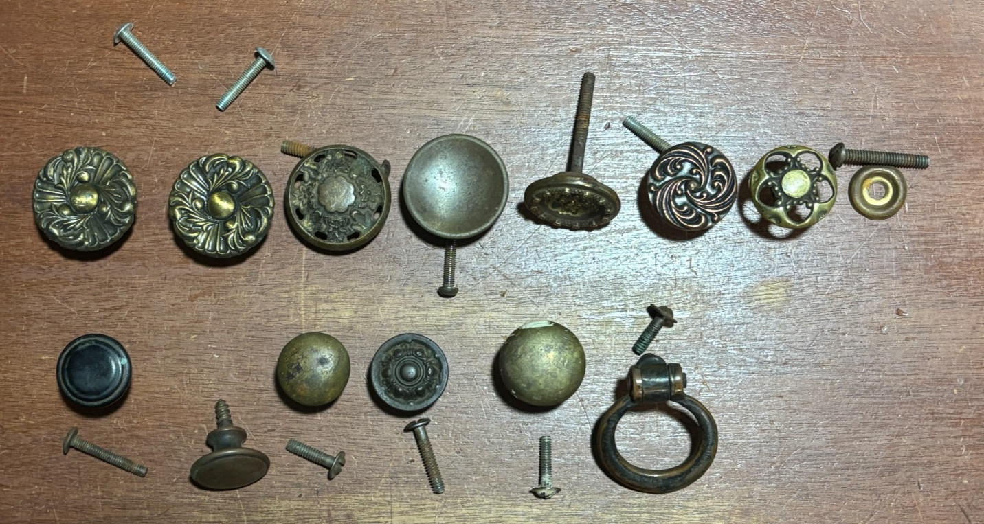 Lot of 13 Mixed Vintage Drawer/Cabinet Pulls Various Sizes