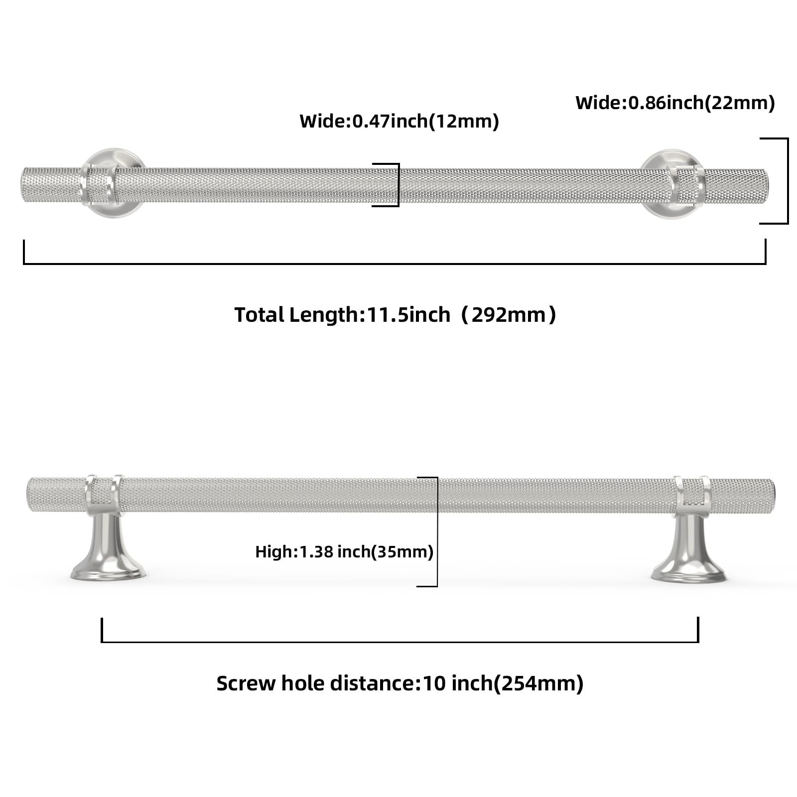 6 Pack 10 Inch Cabinet Pulls knurled Brushed Satin Nickel Kitchen Cabinet Han…