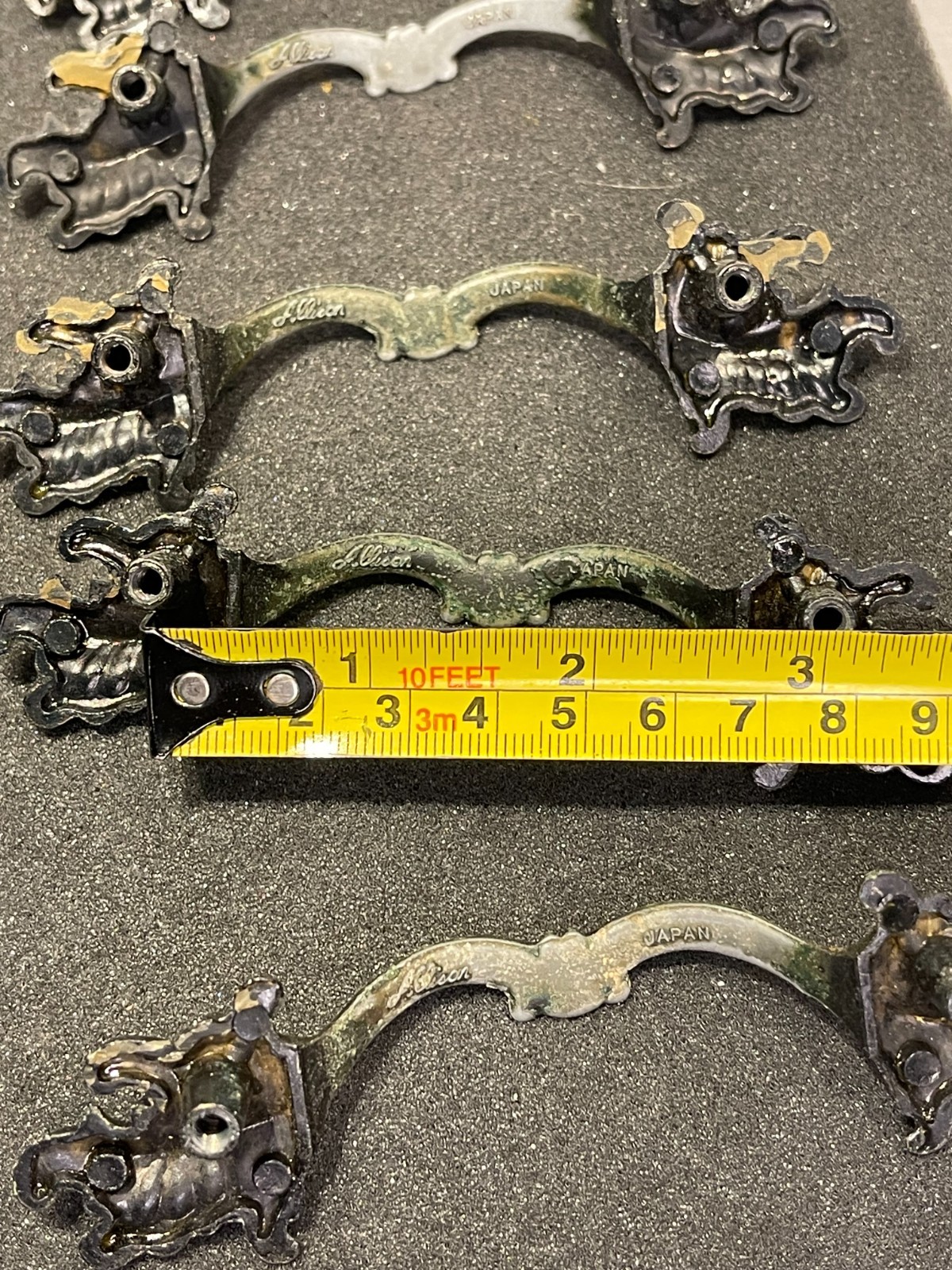 12 Used Vintage French Provincial Drawer Pulls Ornate Leaves 3” Allison Japan