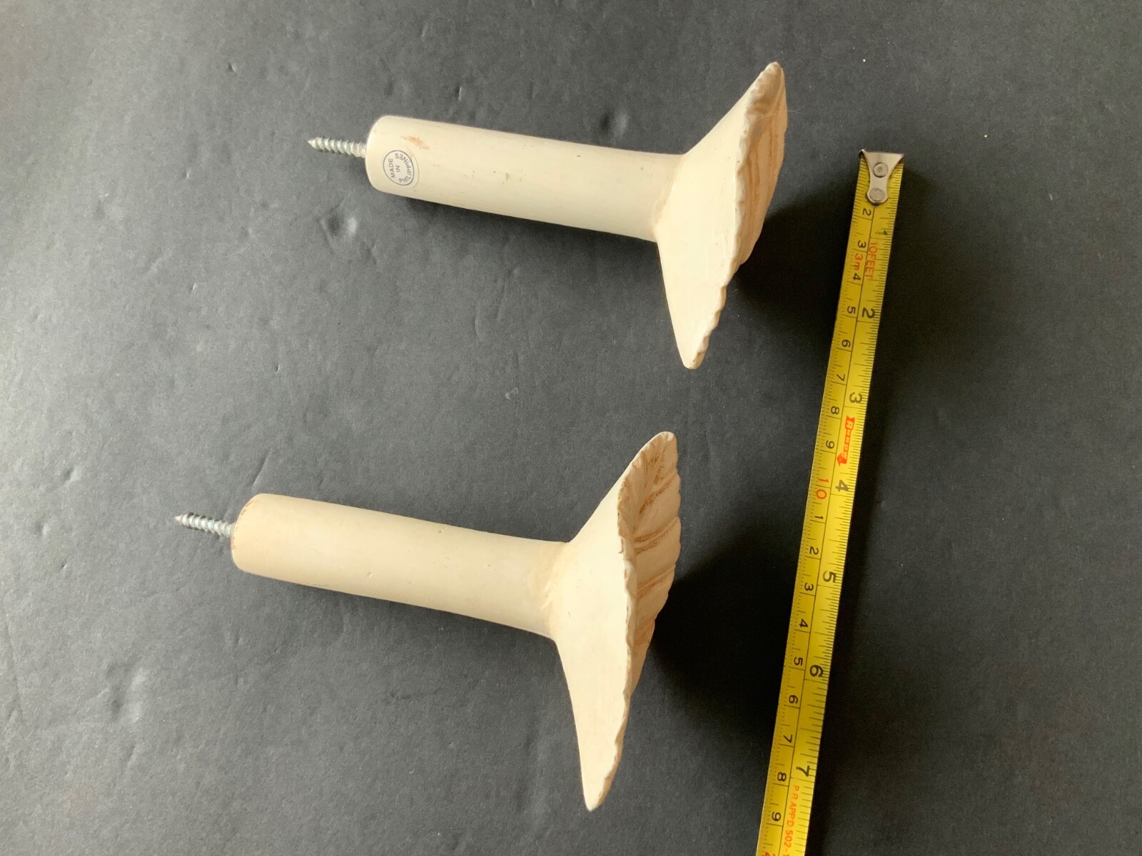 Set of Antique Painted Bin Dresser Drawer Pulls lot of 6 (4 gold 2 white)