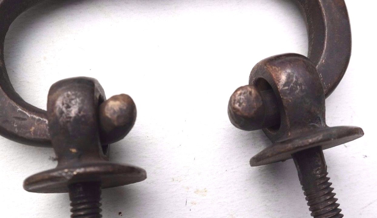 Vtg Lrg 1920s BRASS Drawer Cabinet Dresser Pull Handle Knob w/ Backplate 1 Of 9