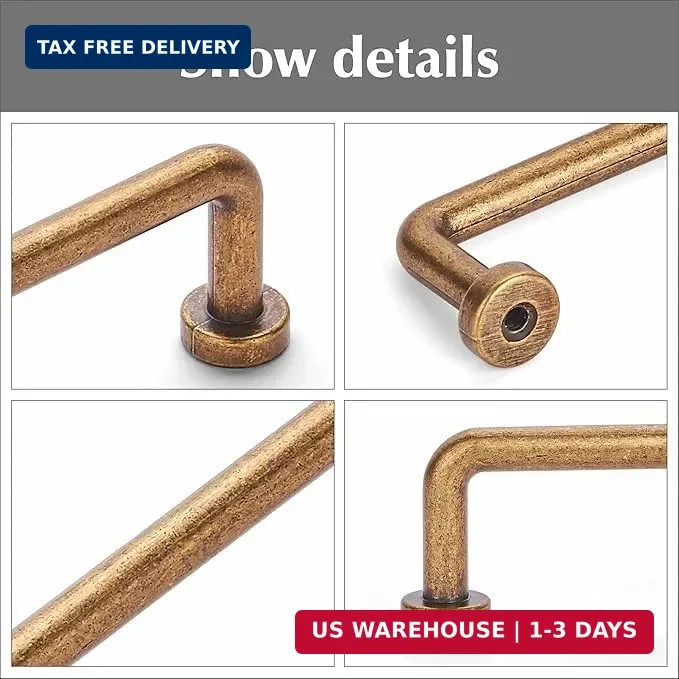 2 Pack 8 Inch Antique Brass Vintage Cabinet Handles & Drawer Pulls
