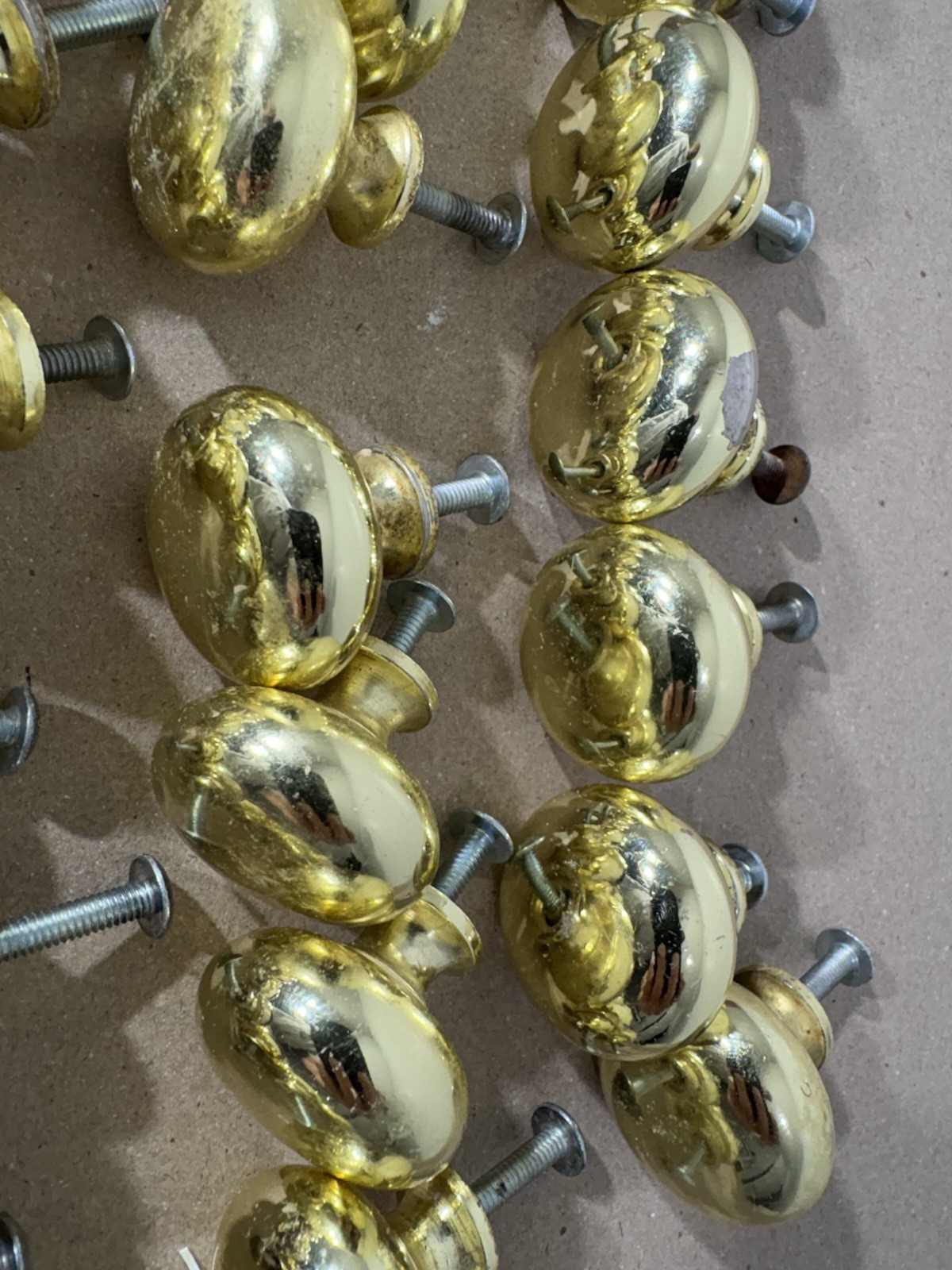 Vintage Brass Door Drawer Cabinet 1” Heavy Round Knob Lot W/Screws Furniture