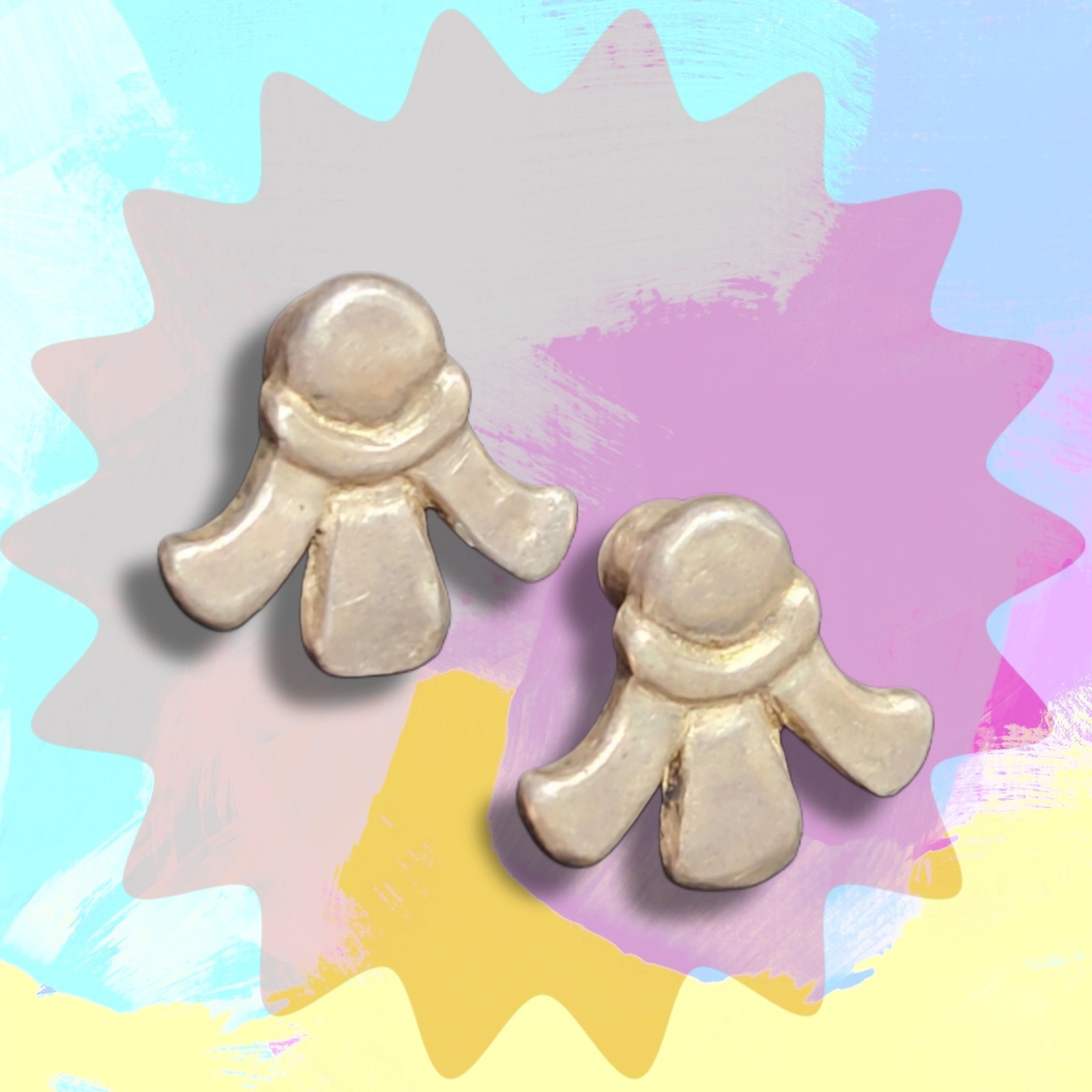 Pair Antique Sterling Silver Art Deco Floral Pulls – Fleur-de-lis Finials 5.93g