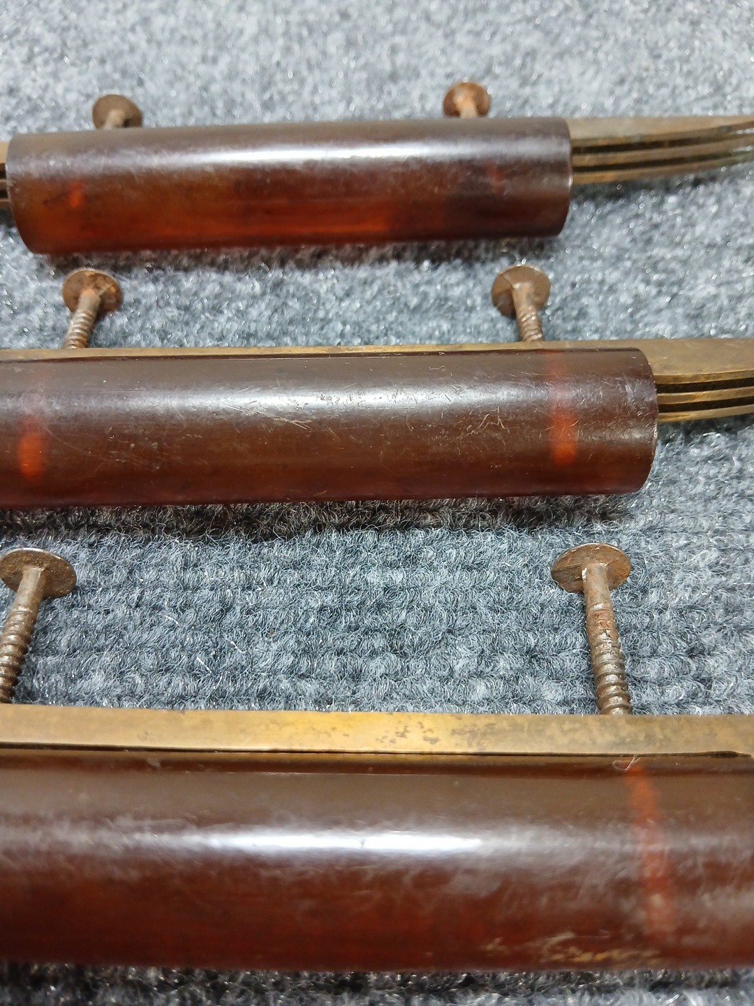 Vintage ANTIQUE Butterscotch Amber Bakelite Drawer Pulls Art Deco Brown
